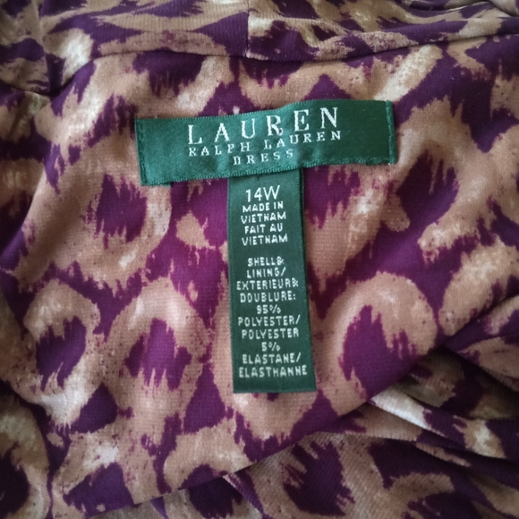 LAUREN RALPH LAUREN  Faux Wrap  Surplice Ruched Midi Dress | 14W - Picture 6 of 6